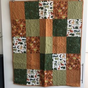 Handmade baby quilt, 34 x 41”, all 100% cotton